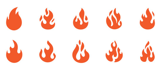 set of fire flames icon