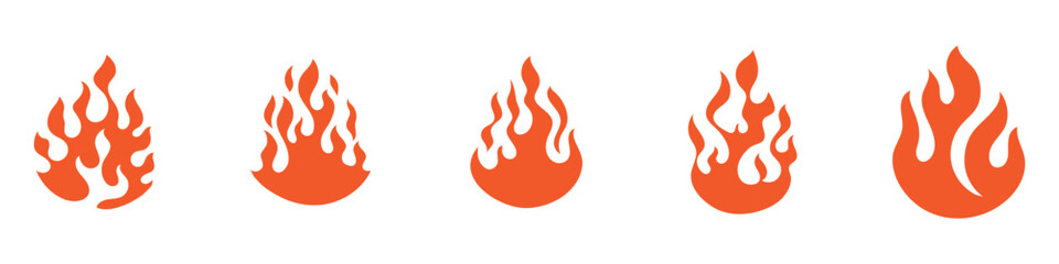set of fire flames icon