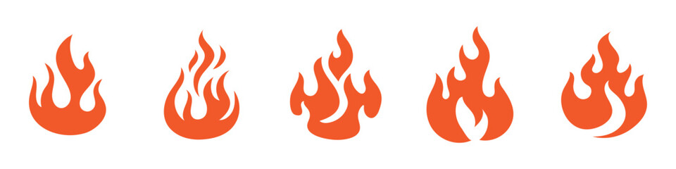 set of fire flames icon