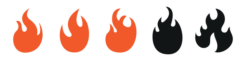 Set of fire flames icon. Flame icon