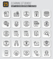 Elearning Set Bundle: A Comprehensive Collection of Soft UI Icons for Online Education and Digital Learning Platforms