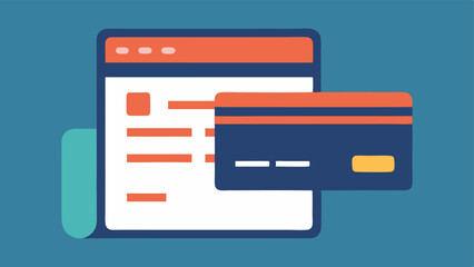 Credit Card and Online Checkout An illustration of a credit card hovering over a digital checkout form representing online payment for Cyber Monday purchases.