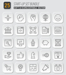 Start-Up Set Bundle: A Comprehensive Collection of Editable Vector Icons for Business and Innovation