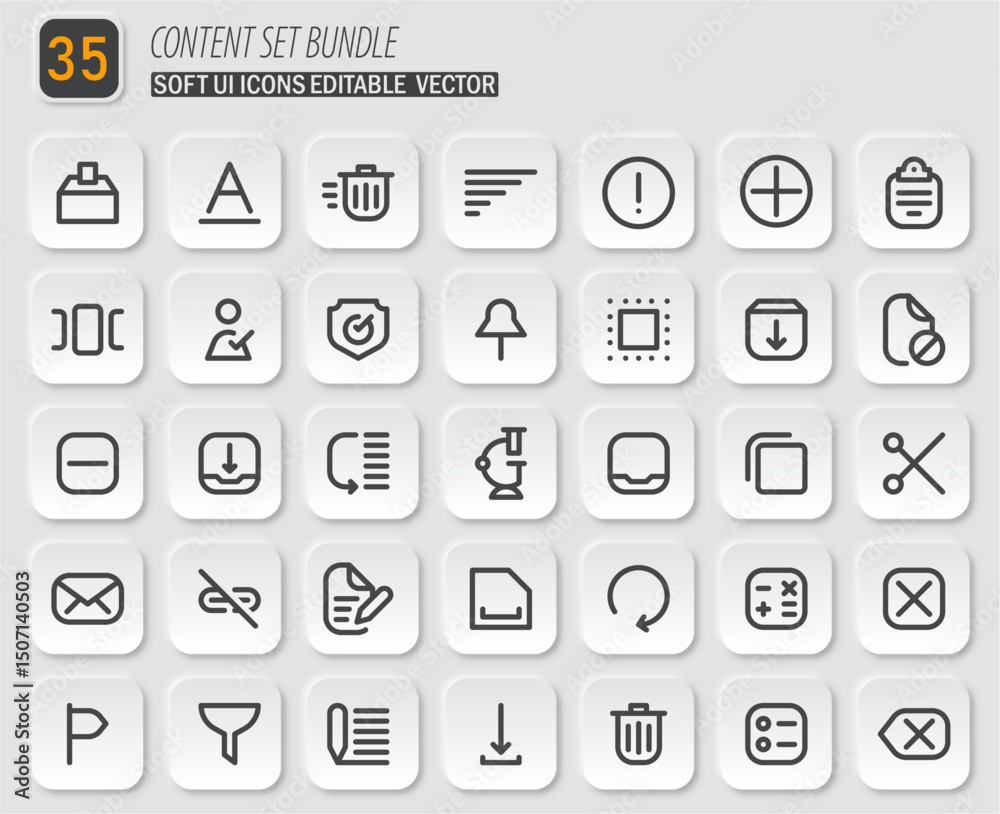 Poster collection of soft ui vector icons, a comprehensive set for digital projects, featuring a variety of