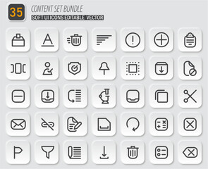 Collection of Soft UI Vector Icons, A Comprehensive Set for Digital Projects, Featuring a Variety of Symbols and Graphical Elements