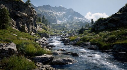 mountain river in the alps