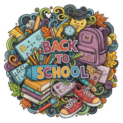 Back to school doodle a large set of elements. Vector illustration in line.