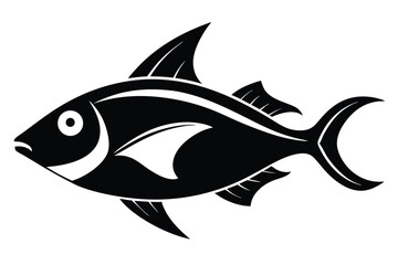 Black Fish Silhouette with Detailed Fins, Vector Illustration Isolated Design Artwork