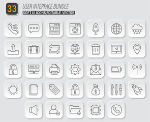 Soft UI User Interface Icon Bundle Vector: Mobile App and Website Design