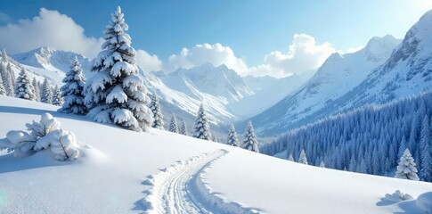 Obraz premium A breathtaking landscape of pristine, untouched snow blanketing a serene winter wonderland Perfect for winter holiday, travel, and nature themes , shimmer, stunning