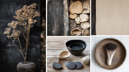 moodboard of interior design, Scandinavian, Japandi styles