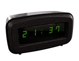 Digital LCD Travel Alarm Clock isolated on white