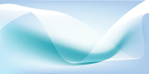 Abstract blue gradient background with shining lines waves. Minimalist background for banner, poster, cover, brochure, flyer, website