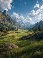 mountain landscape with blue sky