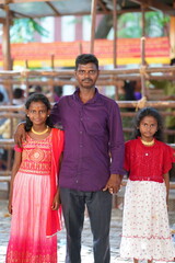 Happy family in the city