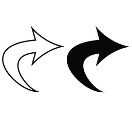 Cute cartoon hand drawn vector forward or share arrow icon silhouette