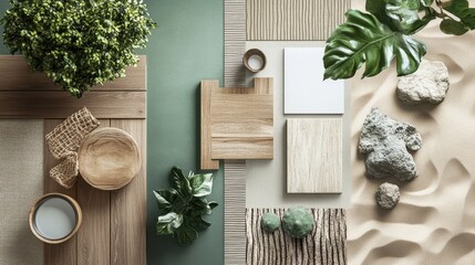 moodboard of interior design, Scandinavian, Japandi styles