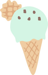 여름간식 아이스크림콘_와플장식 (일러스트)