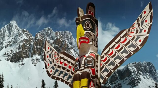 First Nation Totem Pole  in British Columbia, Canada