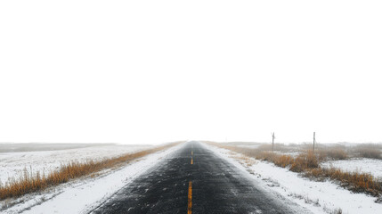 Empty asphalt road isolated on white background