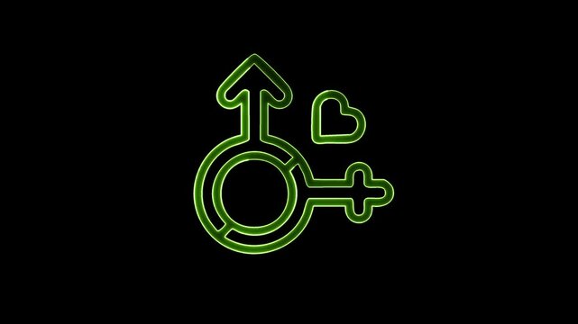 Glowing  Neon Gender Symbols Animation on Black Background. - Powered by Adobe