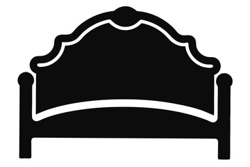 Silhouette of a Detailed Black Bed Frame with Rounded Headboard and Footboard