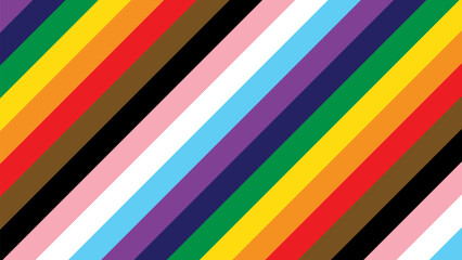 Fototapeta na wymiar Pride Background with LGBTQ Inclusive Pride Flag Colours. Rainbow Stripes Wallpaper for LGBT Pride Month. Vector Illustration. 