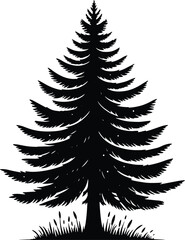 Obraz premium Pine tree vector silhouette illustration isolated on a white background