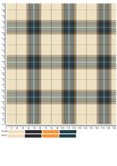 Detailed Tartan Fabric Swatch in Cream Teal and Orange