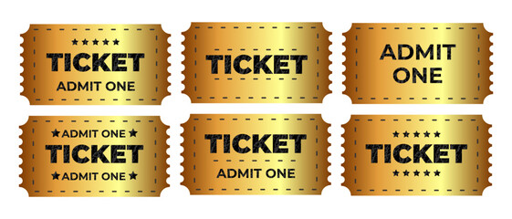 Fototapeta premium Golden Admit One Tickets grant access to exciting Events and Shows for premium entertainment