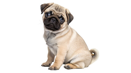 Obraz premium Pug puppy sitting isolated on transparent background