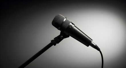 Obraz premium Monochrome Microphone: A Stage Ready Close-Up