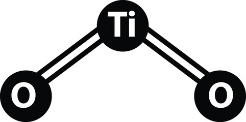 Titanium dioxide molecule. TiO2 titanium dioxide molecule sign. Titania molecule TiO2 consisting of titanium and oxygen symbol. flat style.