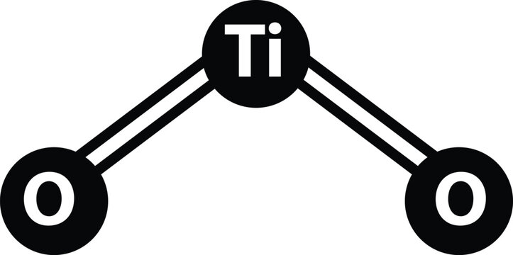 Titanium dioxide molecule. TiO2 titanium dioxide molecule sign. Titania molecule TiO2 consisting of titanium and oxygen symbol. flat style.