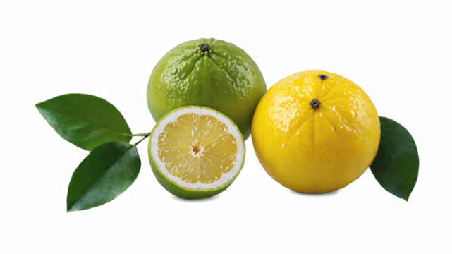 lime and lemon, transparent background, PNG background, isolated on transparent, alpha channel, cut out, no background, backgroundless, isolated object