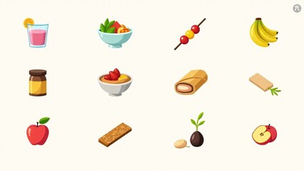 Set Of Healthy Food Illustrations