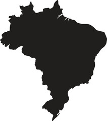 Brazil black map silhouette vector style with white background