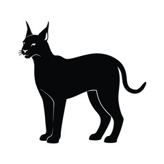 Caracal in Savanna Vector Silhouette