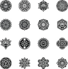 Set of Filled Style Geometric Enlightenment Symbols 

