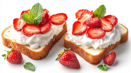 Sweet breakfast toast with berry cream