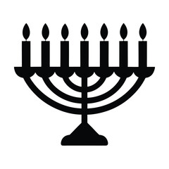 Hanukkah Menorah Candles Vector Silhouette