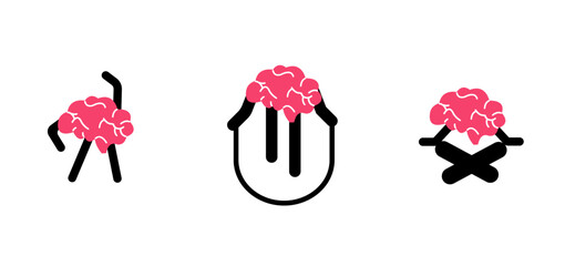 Cute brain organ doing exercise meditation, mental health wellness illustration