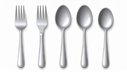 Different Sizes Silverware Set Illustration