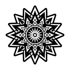 Sunburst tattoo icon in solid style