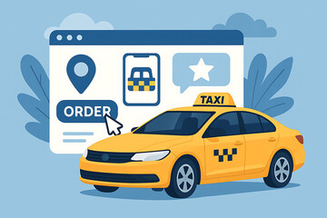 Naklejka premium Modern taxi operations powered by online apps.