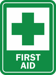 Obraz premium First Aid Sign Green Cross Symbol, Emergency Medical