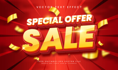 Offer sale 3d editable vector text effect. Modern theme,  suitable for promotion product sale.
