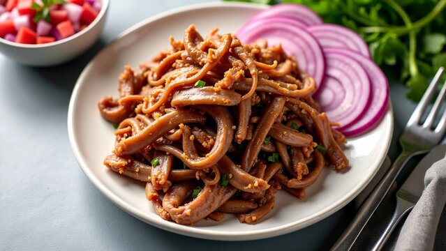 Chunchules Dish With Red Onion Slices
