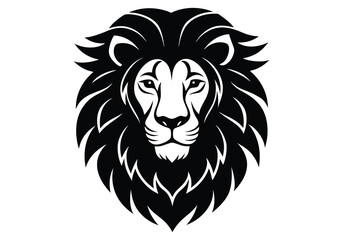Lion Head Mufasa Style  silhouette  on white background