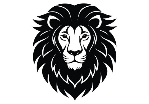 Lion Head Mufasa Style  silhouette  on white background